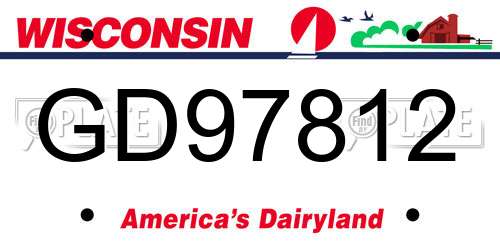 GD97812 Wisconsin License Plate