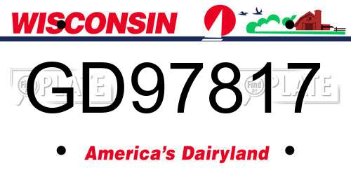 GD97817 Wisconsin License Plate