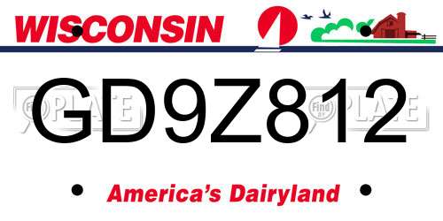 GD9Z812 Wisconsin License Plate