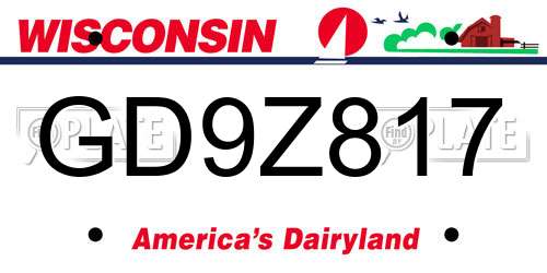 GD9Z817 Wisconsin License Plate