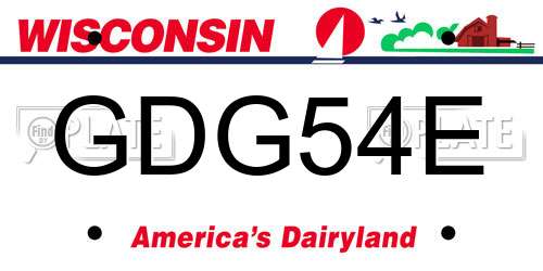 GDG54E Wisconsin License Plate