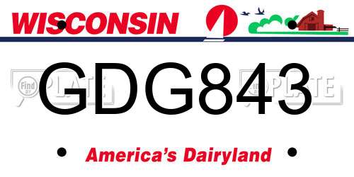 GDG843 Wisconsin License Plate