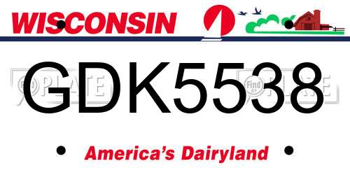 GDK5538 Wisconsin License Plate