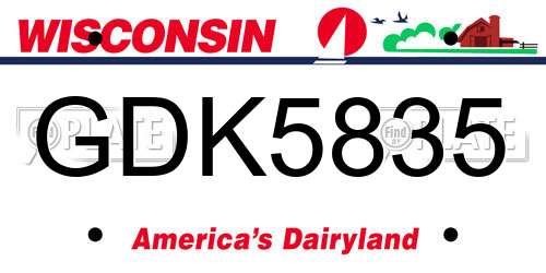 GDK5835 Wisconsin License Plate