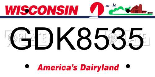 GDK8535 Wisconsin License Plate