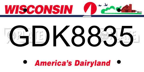 GDK8835 Wisconsin License Plate