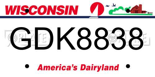 GDK8838 Wisconsin License Plate