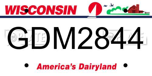 GDM2844 Wisconsin License Plate