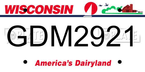 GDM2921 Wisconsin License Plate