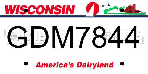 GDM7844 Wisconsin License Plate