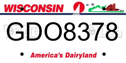 GDO8378 Wisconsin License Plate