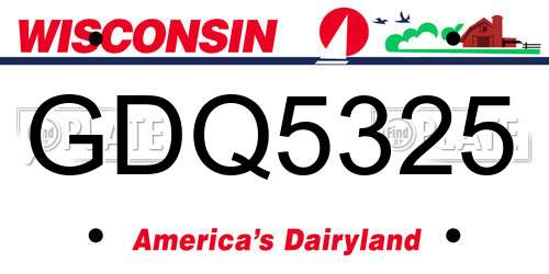 GDQ5325 Wisconsin License Plate
