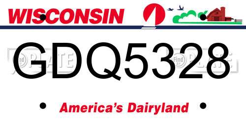 GDQ5328 Wisconsin License Plate