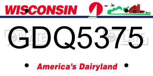 GDQ5375 Wisconsin License Plate