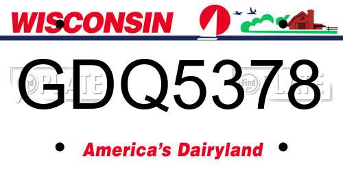 GDQ5378 Wisconsin License Plate