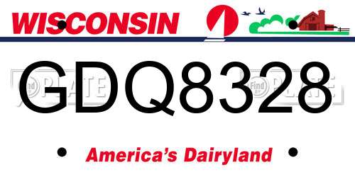 GDQ8328 Wisconsin License Plate