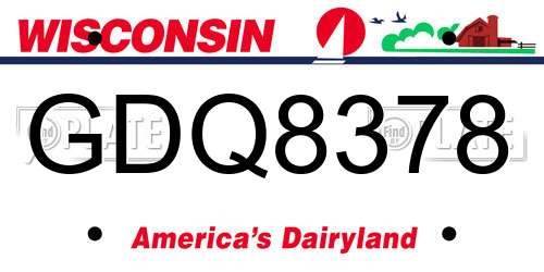 GDQ8378 Wisconsin License Plate
