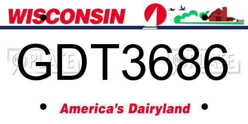GDT3686 Wisconsin License Plate