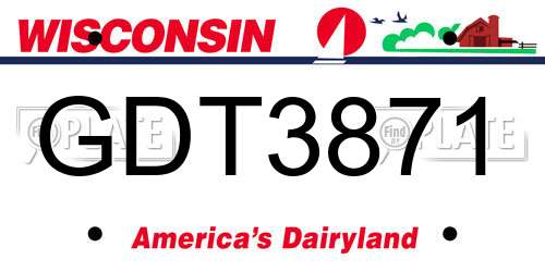 GDT3871 Wisconsin License Plate