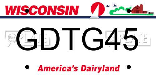 GDTG45 Wisconsin License Plate