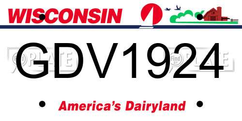 GDV1924 Wisconsin License Plate