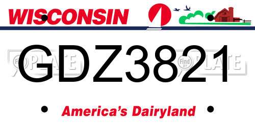 GDZ3821 Wisconsin License Plate