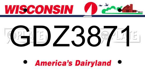 GDZ3871 Wisconsin License Plate