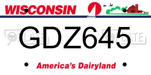 GDZ645 Wisconsin License Plate