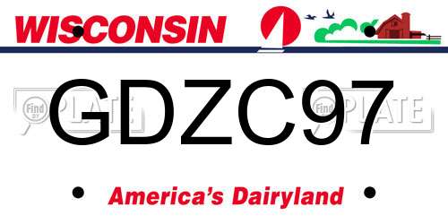 GDZC97 Wisconsin License Plate
