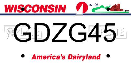 GDZG45 Wisconsin License Plate