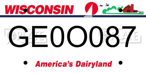 GE0O087 Wisconsin License Plate
