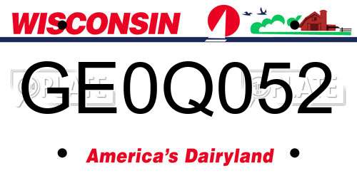 GE0Q052 Wisconsin License Plate
