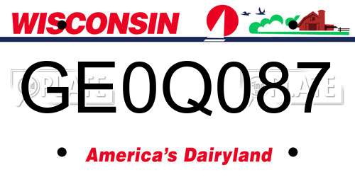 GE0Q087 Wisconsin License Plate