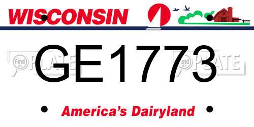 GE1773 Wisconsin License Plate