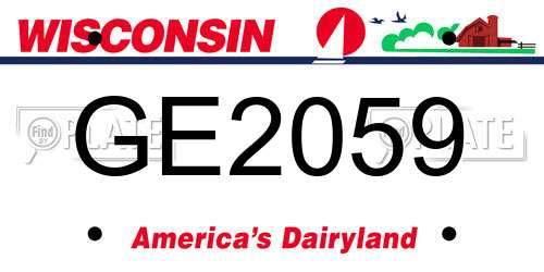 GE2059 Wisconsin License Plate