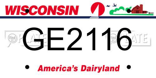 GE2116 Wisconsin License Plate