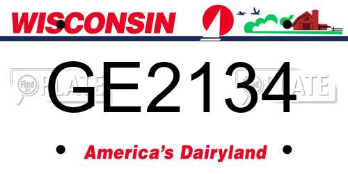 GE2134 Wisconsin License Plate