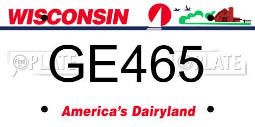 GE465 Wisconsin License Plate