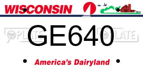 GE640 Wisconsin License Plate