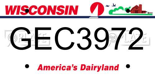 GEC3972 Wisconsin License Plate