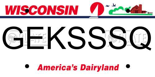 GEKSSSQ Wisconsin License Plate