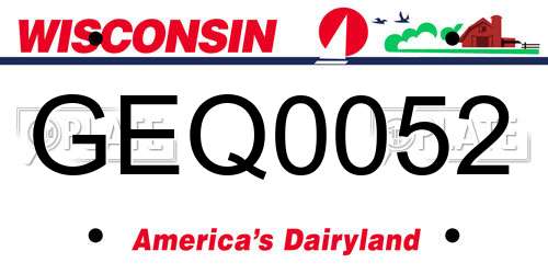 GEQ0052 Wisconsin License Plate