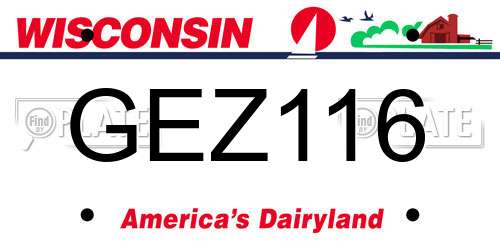 GEZ116 Wisconsin License Plate