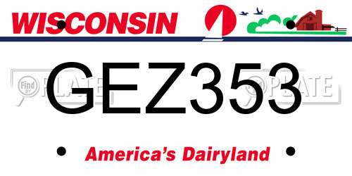 GEZ353 Wisconsin License Plate