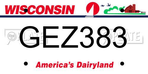 GEZ383 Wisconsin License Plate