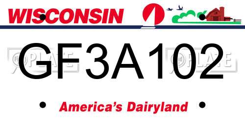 GF3A102 Wisconsin License Plate