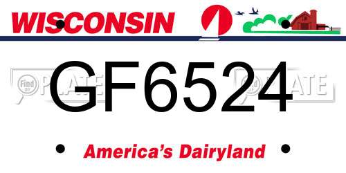 GF6524 Wisconsin License Plate