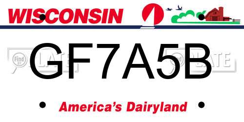 GF7A5B Wisconsin License Plate