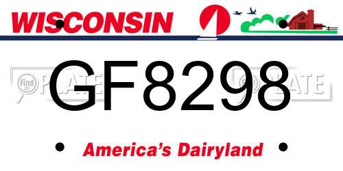 GF8298 Wisconsin License Plate