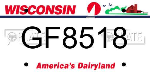 GF8518 Wisconsin License Plate